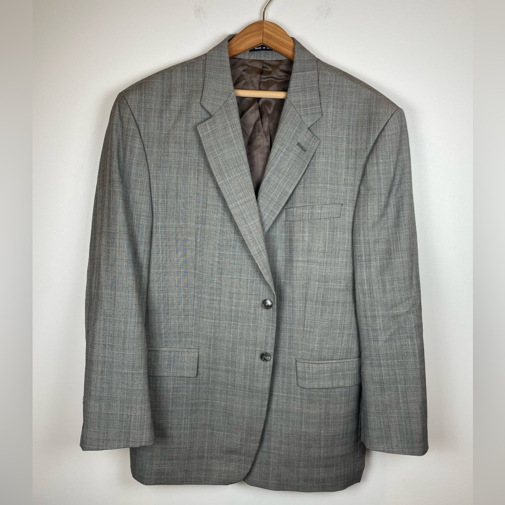 Vintage Ralph Lauren 100% Wool Timeless Gray Glen Plaid Men's Blazer Union Made